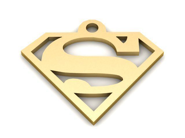 Pendant gold superman logo charm 3D print model