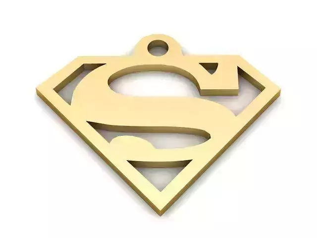 Pendant gold superman logo charm