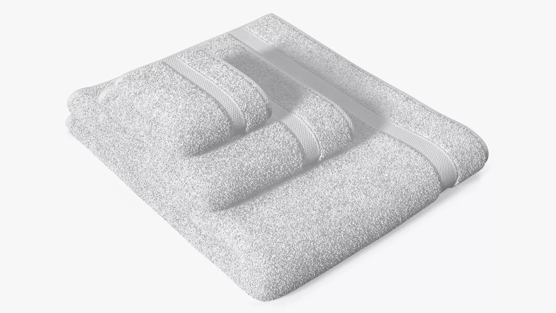 Stacked Bath Towels of Varying Sizes White Fur 3D model