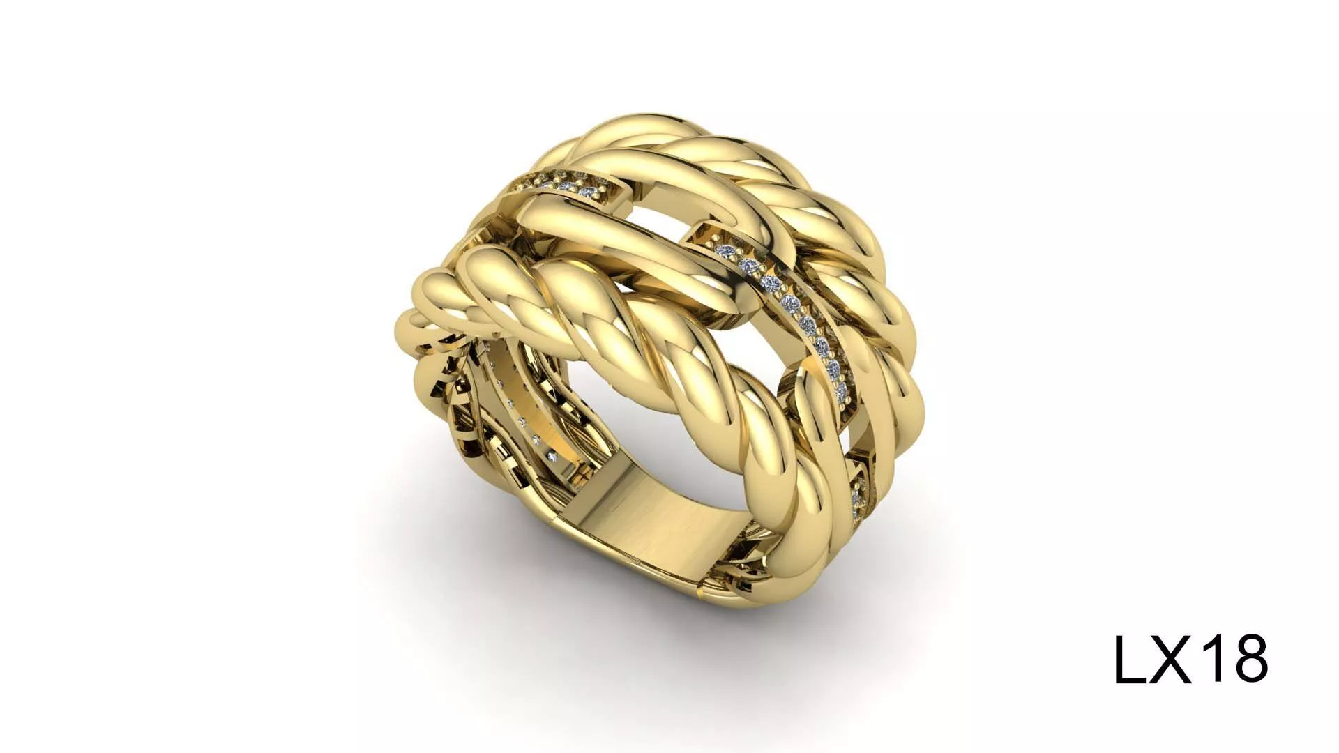 Luxury Braided Multi-Band Ring 3D print model