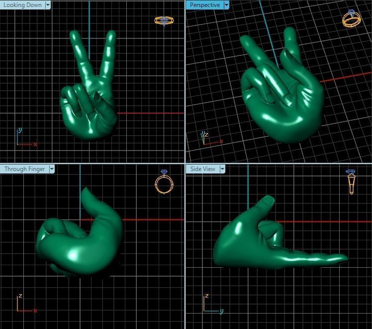 Pendant golden victory hand 3D print model_2