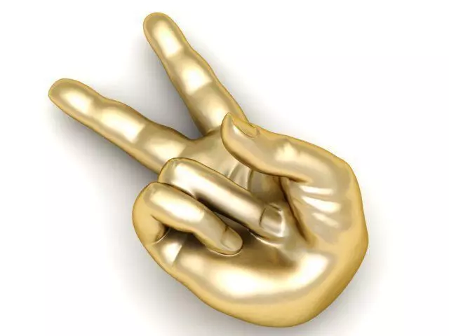 Pendant golden victory hand 3D print model_0