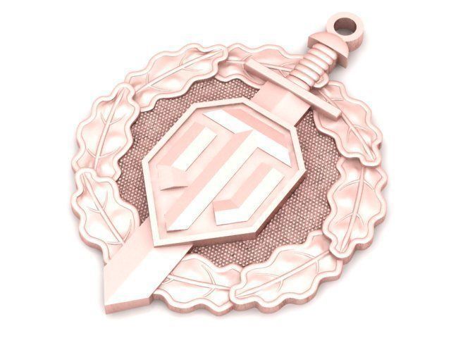 Pendant world of tanks medal - gold 3D print model_1