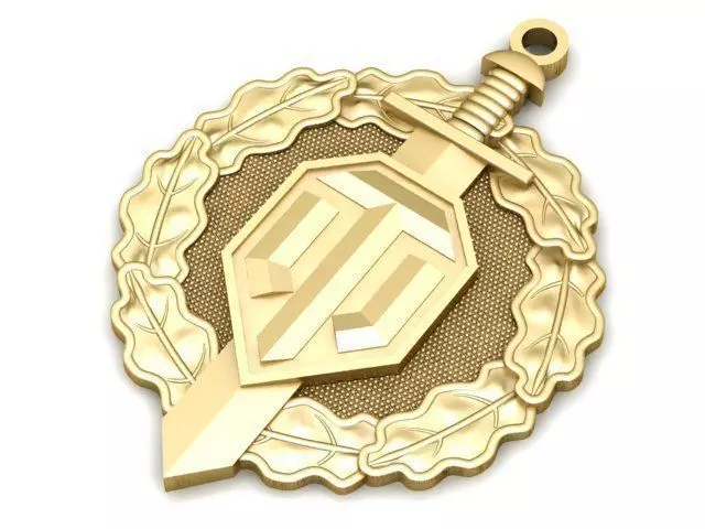 Pendant world of tanks medal - gold 3D print model_0