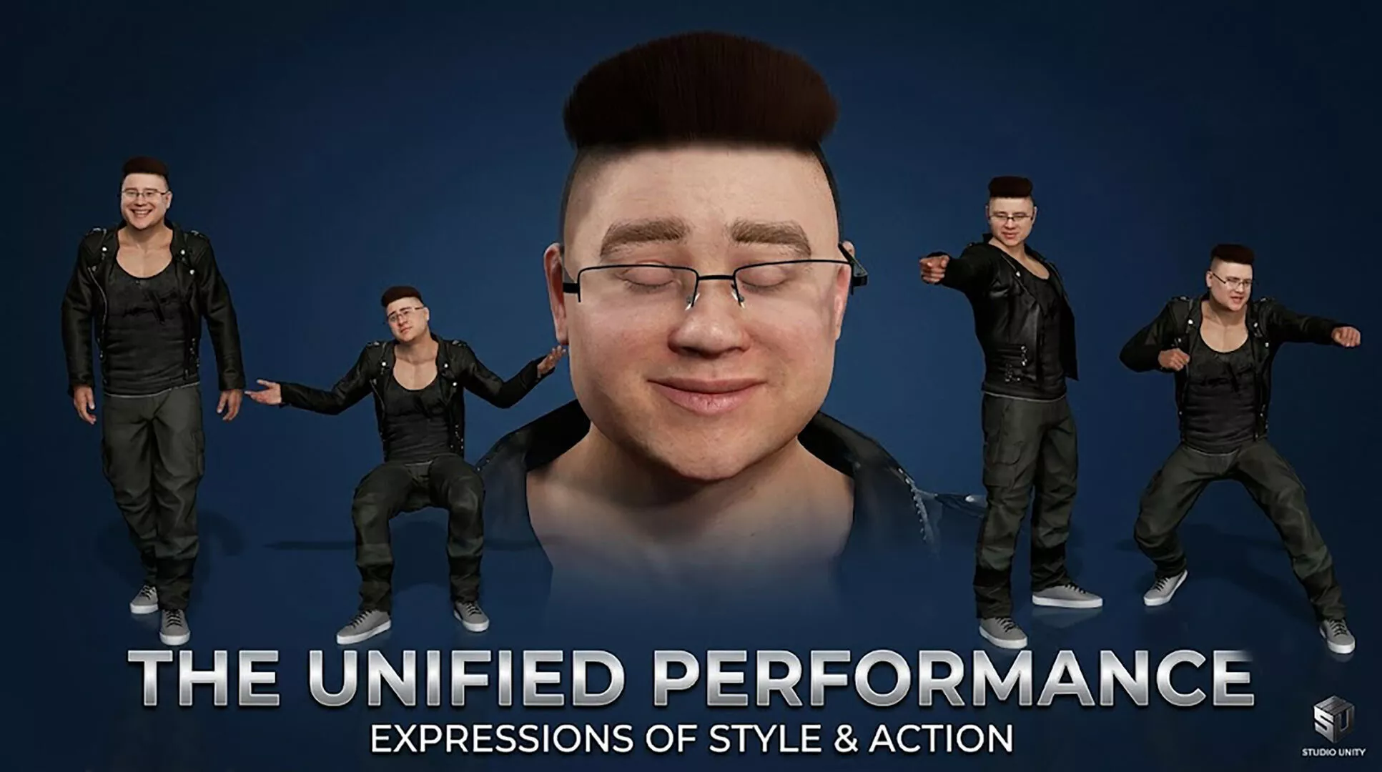 Modern Man in Leather Jacket with Glasses Fully Rigged Male 3D model