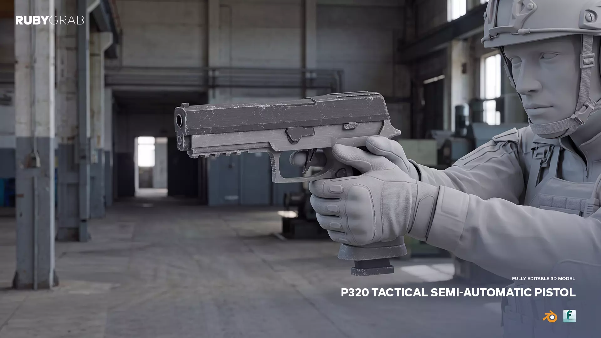 P320 Tactical Semi-Automatic Pistol Low-poly 3D model