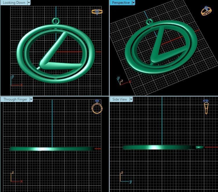 Pendant gold letter l 3D print model_2