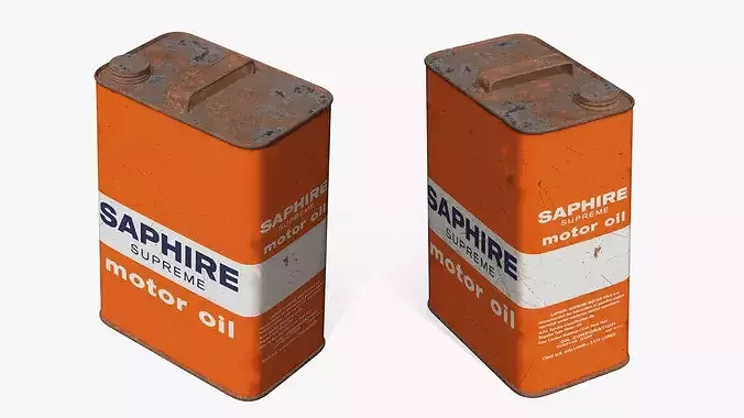 Classic Motor Oil Can with Rusty Cap Used 3D model 4