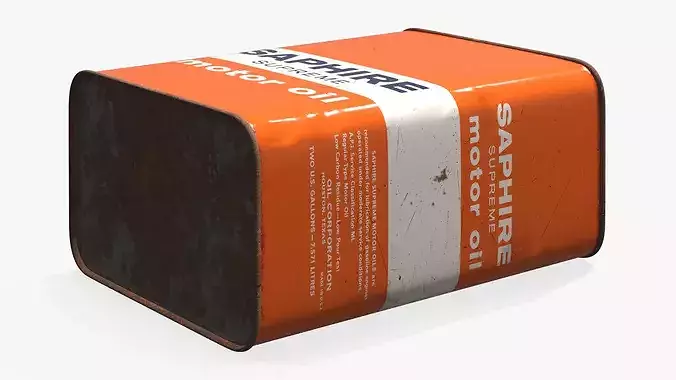 Classic Motor Oil Can with Rusty Cap Used 3D model 6