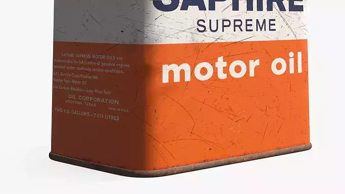Classic Motor Oil Can with Rusty Cap Used 3D model 5