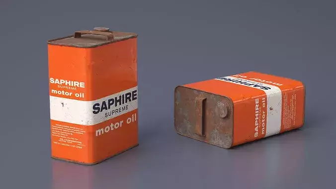 Classic Motor Oil Can with Rusty Cap Used 3D model 2