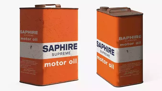 Classic Motor Oil Can with Rusty Cap Used 3D model 3