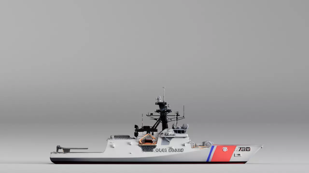 S00266 Modern Coast Guard Cutter Patrol Vessel 3D Model 3D model