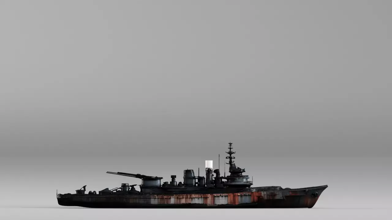 S00264 Abandoned Rusty Warship Destroyer 3D Model 3D model