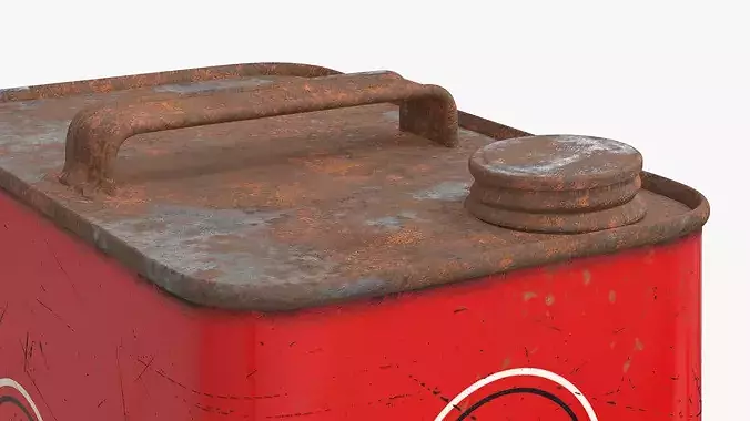 Gulf Motor Oil Canister Metal Container Red Used 3D model 5