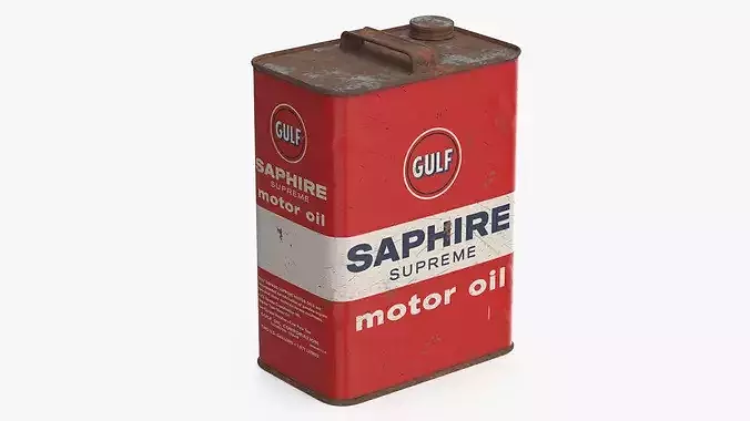 Gulf Motor Oil Canister Metal Container Red Used 3D model