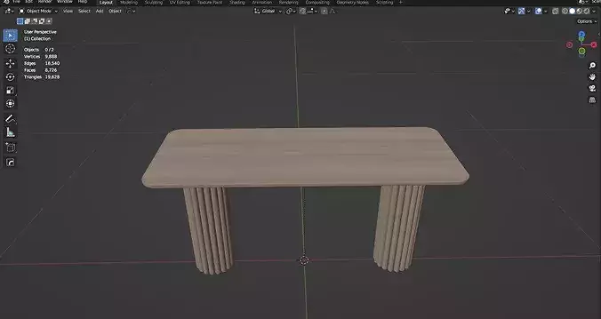 Interior Wooden Table 3D model 7