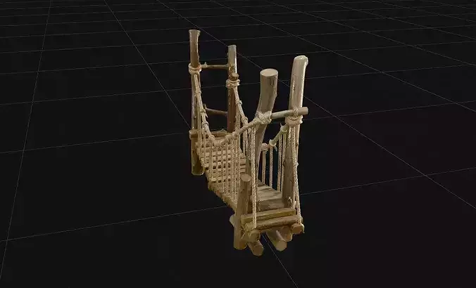 Rustic Wooden Suspension Bridge - 4K PBR High Fidelity 3D Model 3D model 5