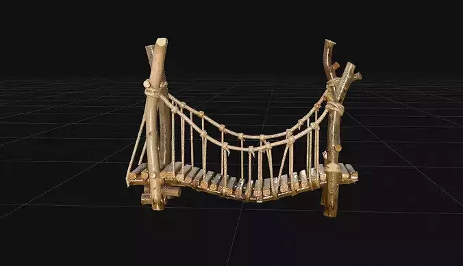 Rustic Wooden Suspension Bridge - 4K PBR High Fidelity 3D Model 3D model 7