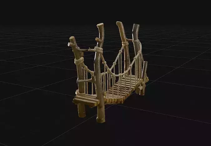 Rustic Wooden Suspension Bridge - 4K PBR High Fidelity 3D Model 3D model 3