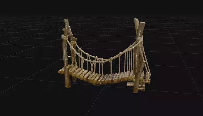 Rustic Wooden Suspension Bridge - 4K PBR High Fidelity 3D Model 3D model 4