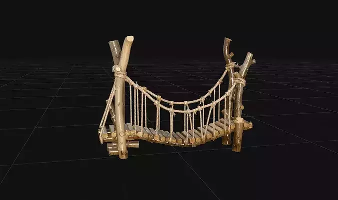 Rustic Wooden Suspension Bridge - 4K PBR High Fidelity 3D Model 3D model