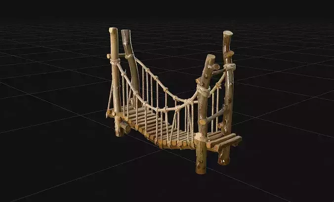 Rustic Wooden Suspension Bridge - 4K PBR High Fidelity 3D Model 3D model 2
