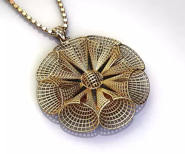 P027 multi-cone-sphere-medallion-with-geometric-grid Pendant 4gm