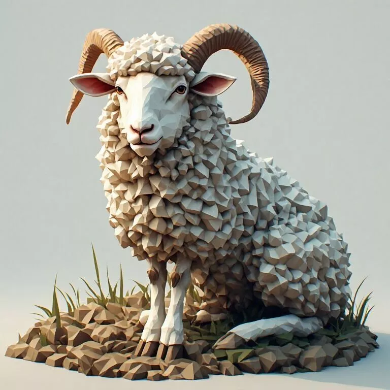 Sitting Low Poly Sheep 3D Model - Geometric Farm Asset 3D print model