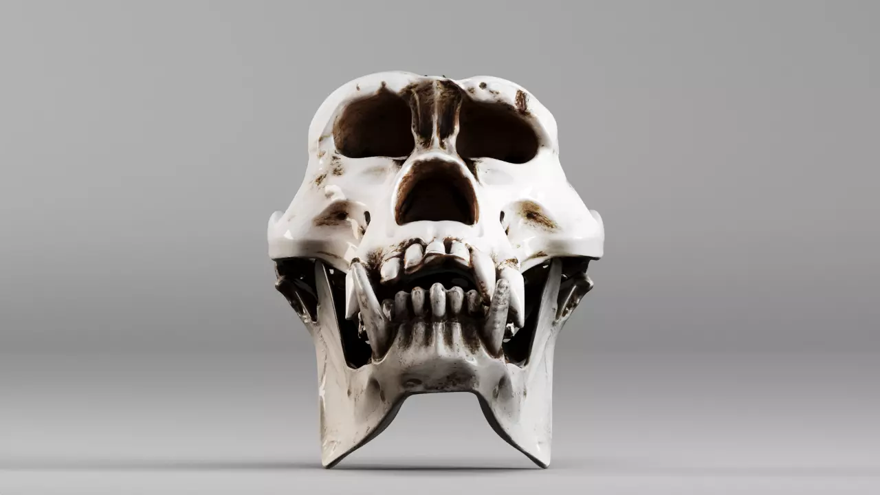 S00243 Weathered Monster Skull with Large Fangs 3D model