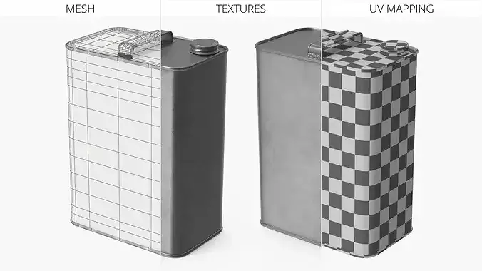 Vintage Metal Motor Oil Canister Rectangular 3D model 6
