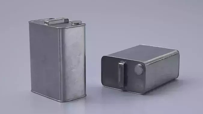 Vintage Metal Motor Oil Canister Rectangular 3D model 2
