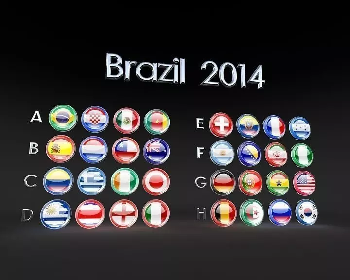 Flags of Brazil 2014 Low-poly 3D model