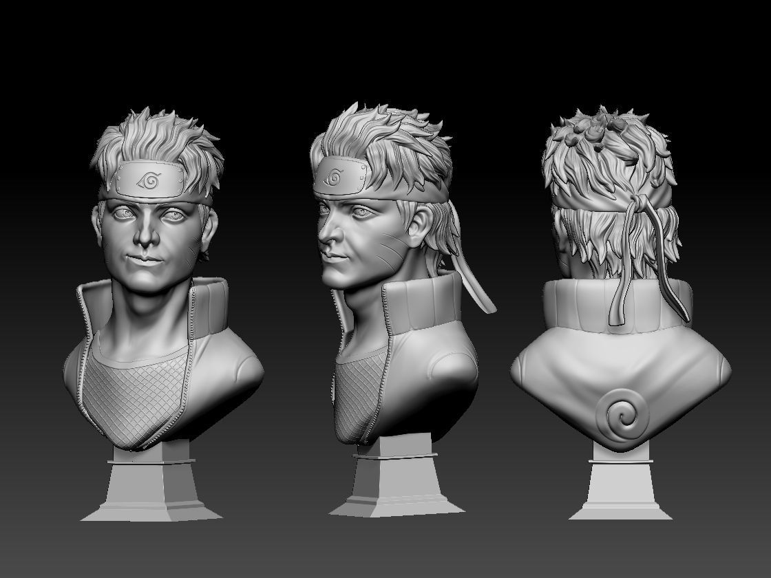 Naruto sculpture bust  3D print model_2