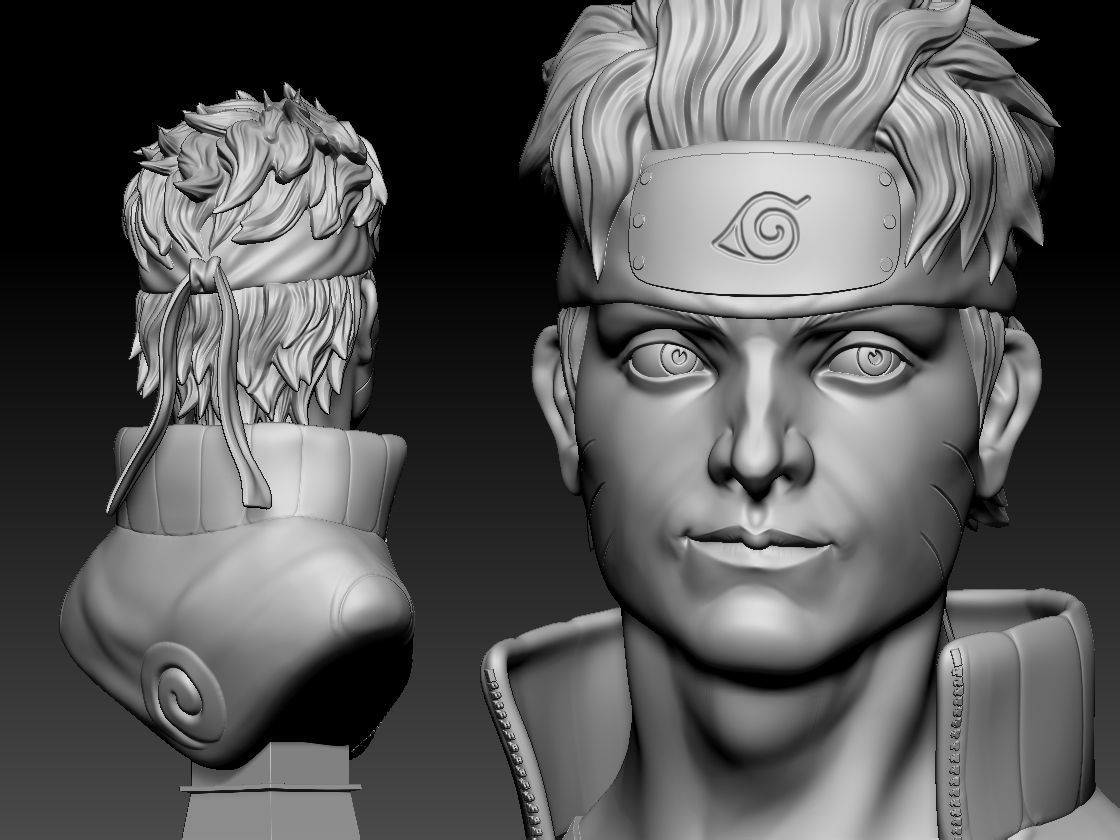 Naruto sculpture bust  3D print model_1