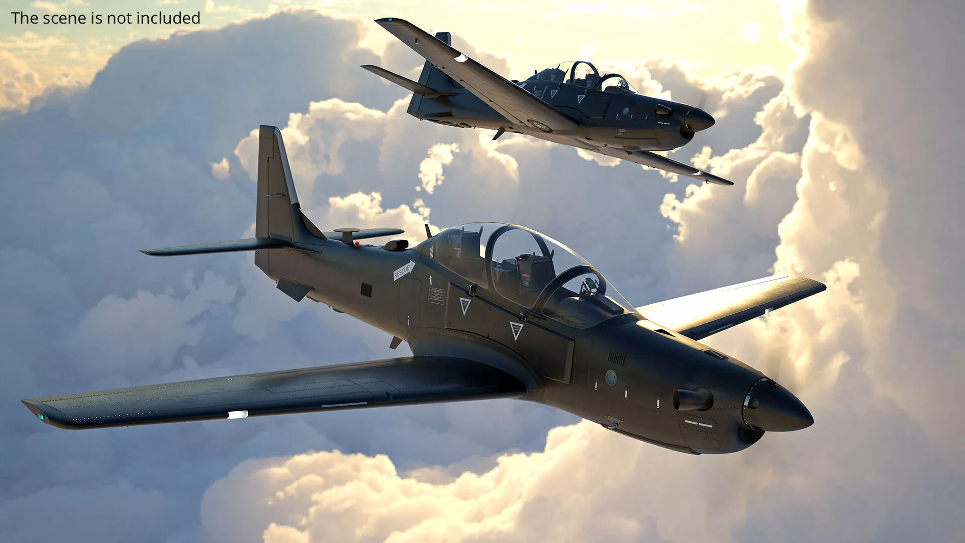Unarmed Patrolling Turboprop Aircraft Rigged 3D model