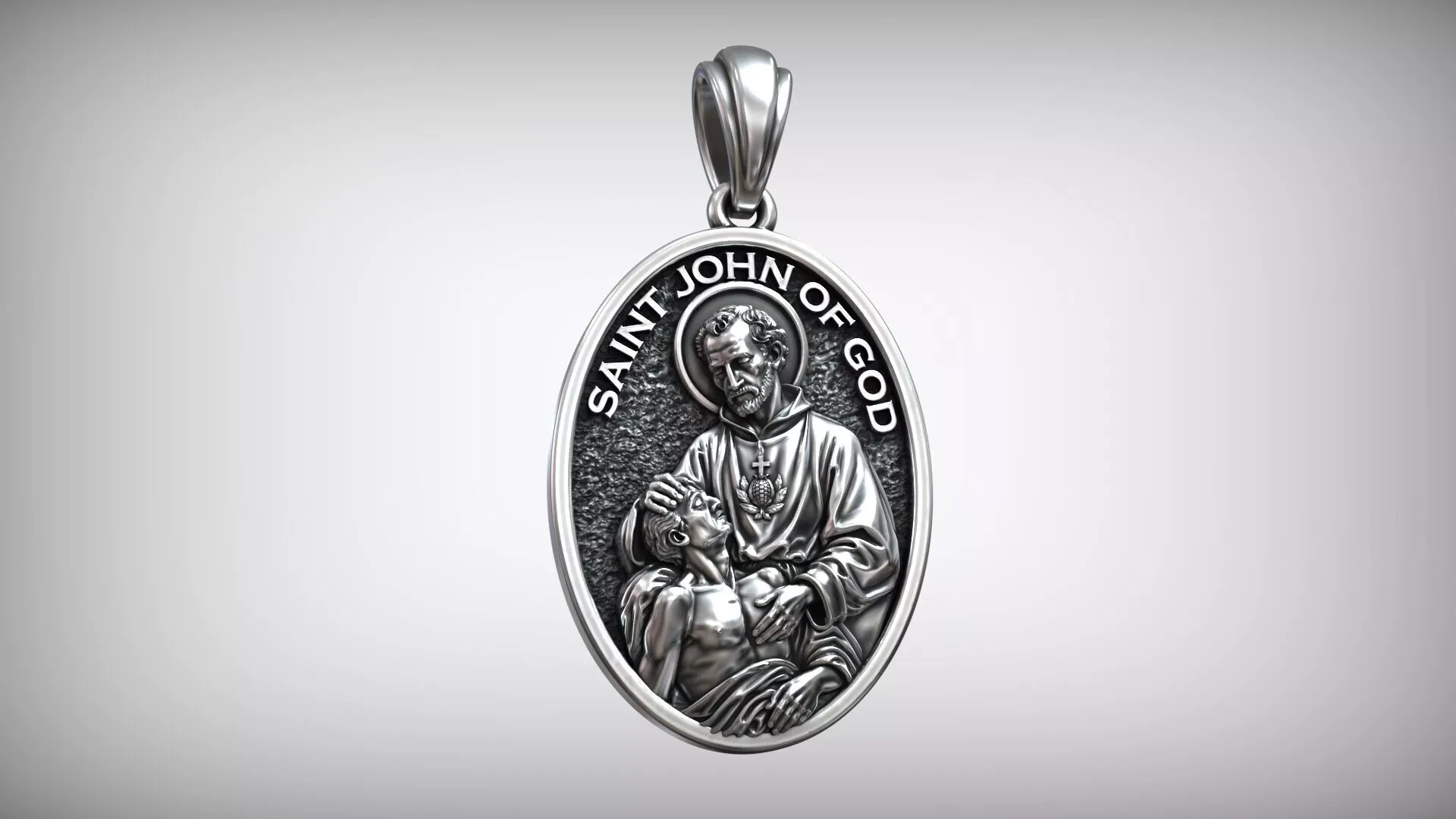 Saint John of God Healing Medal Catholic Pendant 3D print model