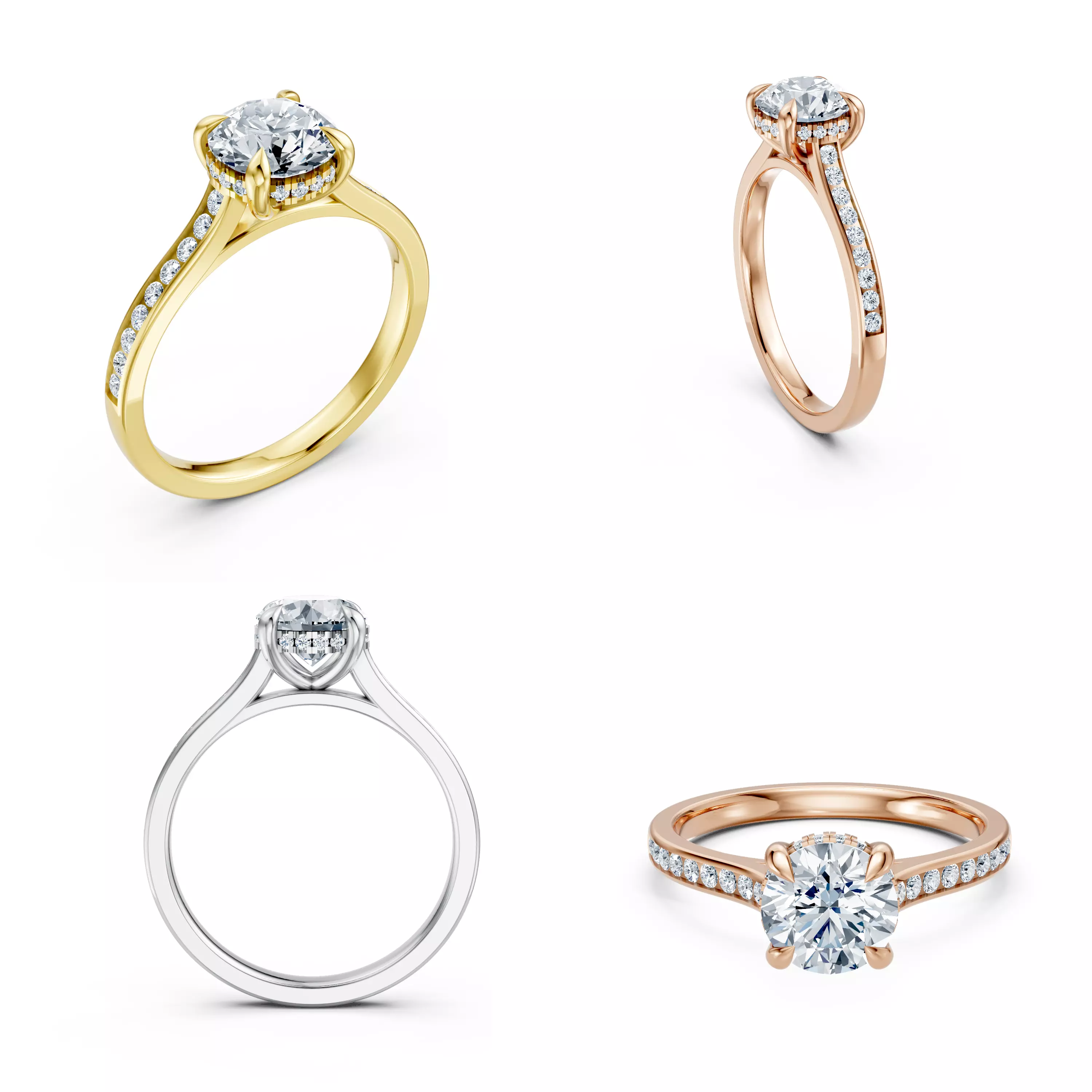 Elegant Solitaire Diamond Ring CAD Model STL 3DM Jewelry Design 3D print model