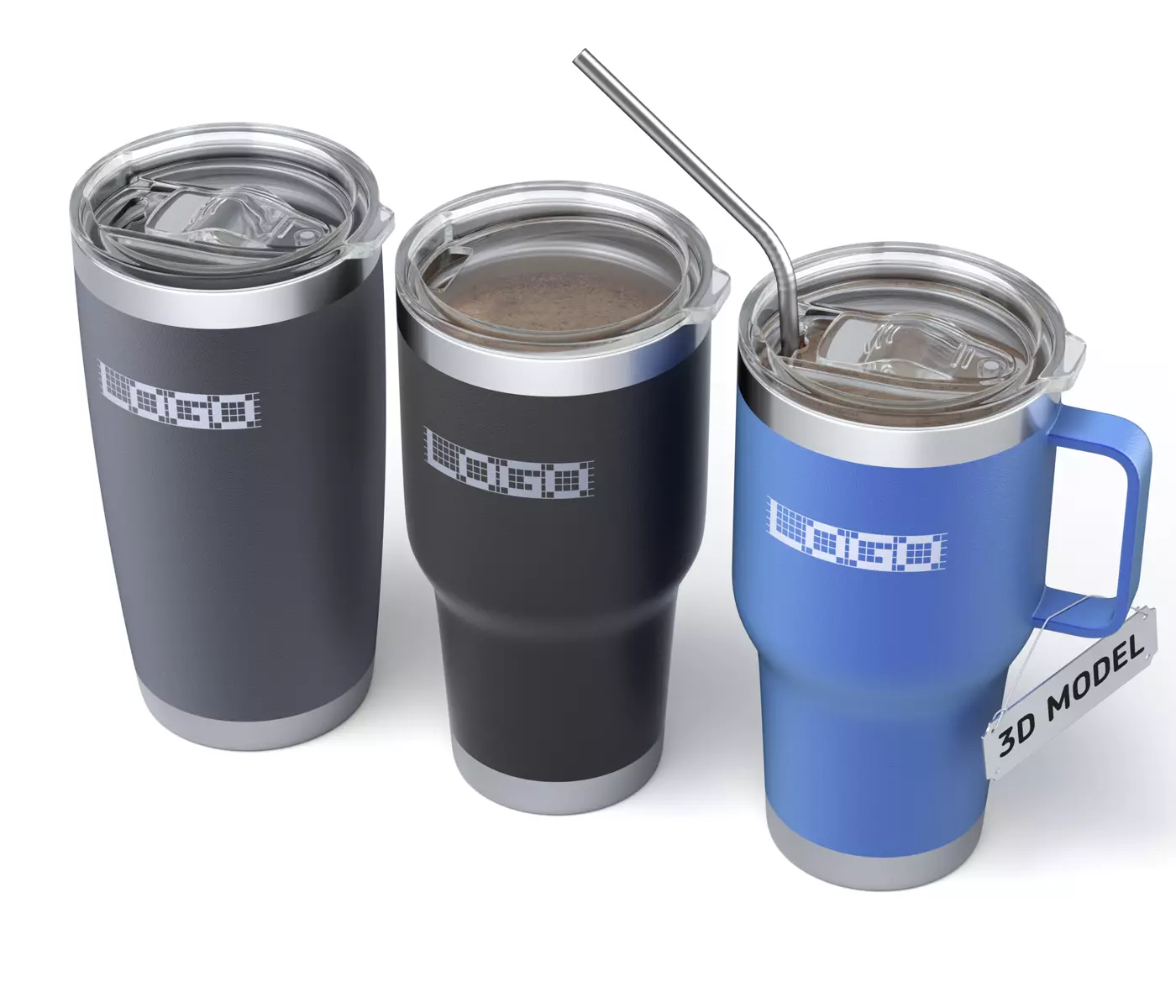 Travel mug tumbler set 3D model