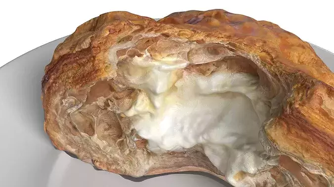 Cappuccino with Cream-Filled Croissant 3D model 4