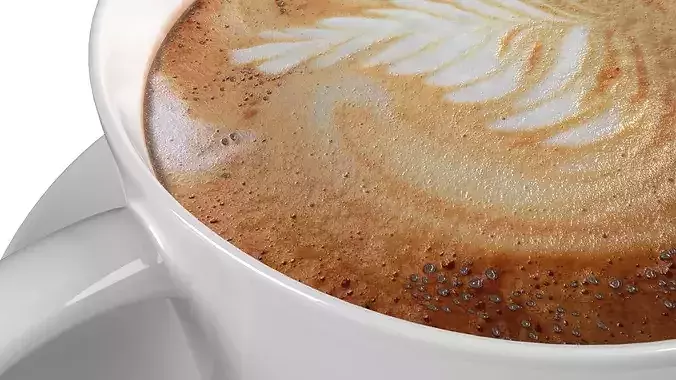 Cappuccino with Cream-Filled Croissant 3D model 6