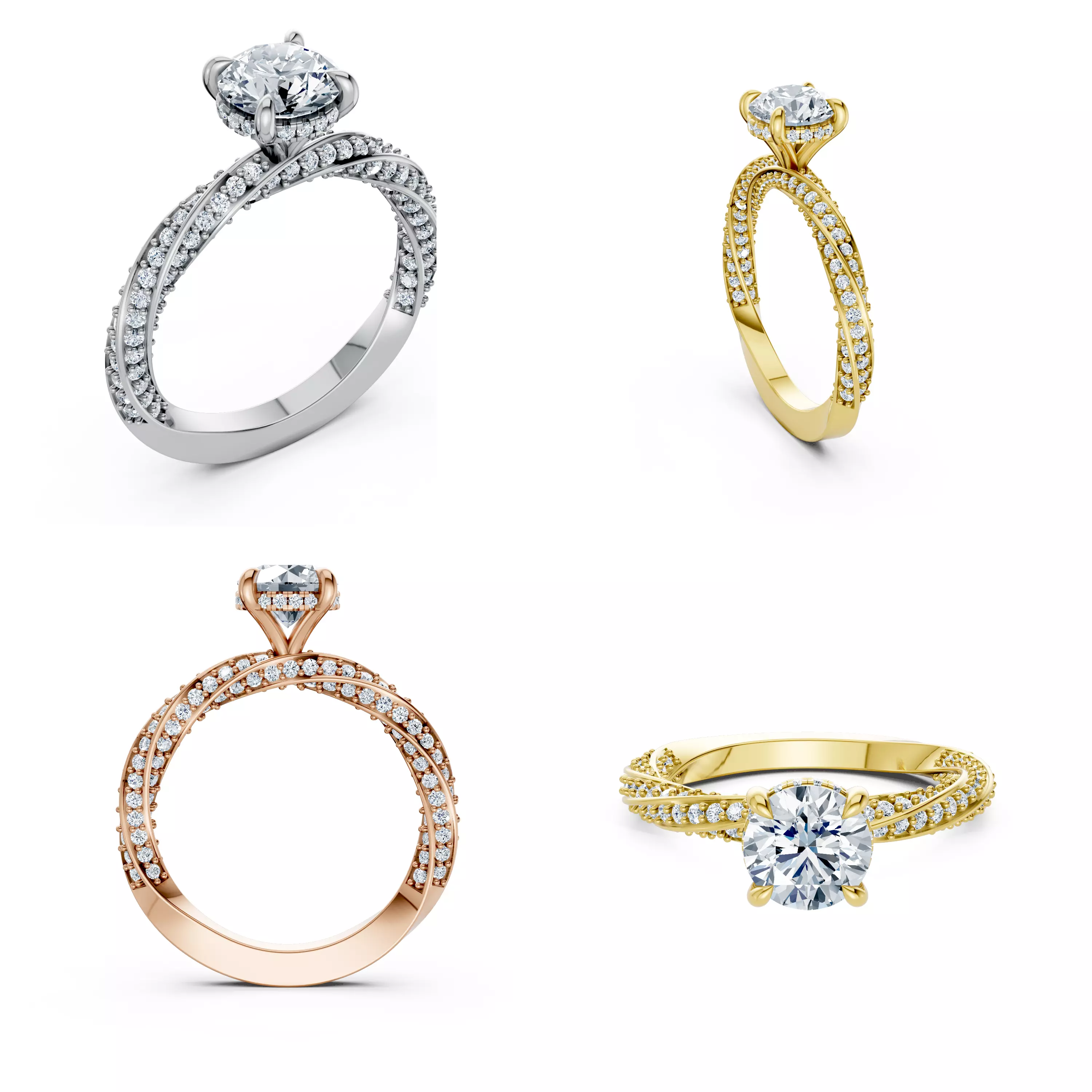 Luxury Twist Split Shank Diamond Ring STL 3DM Design 3D print model