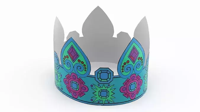 Vintage Cardboard Party Crown for Kids 3D model
