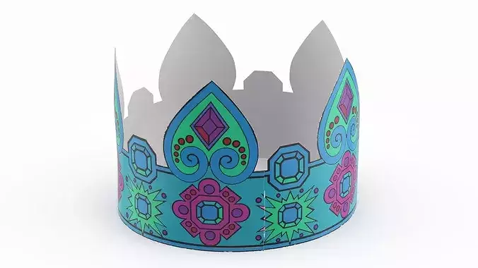 Vintage Cardboard Party Crown for Kids 3D model 5