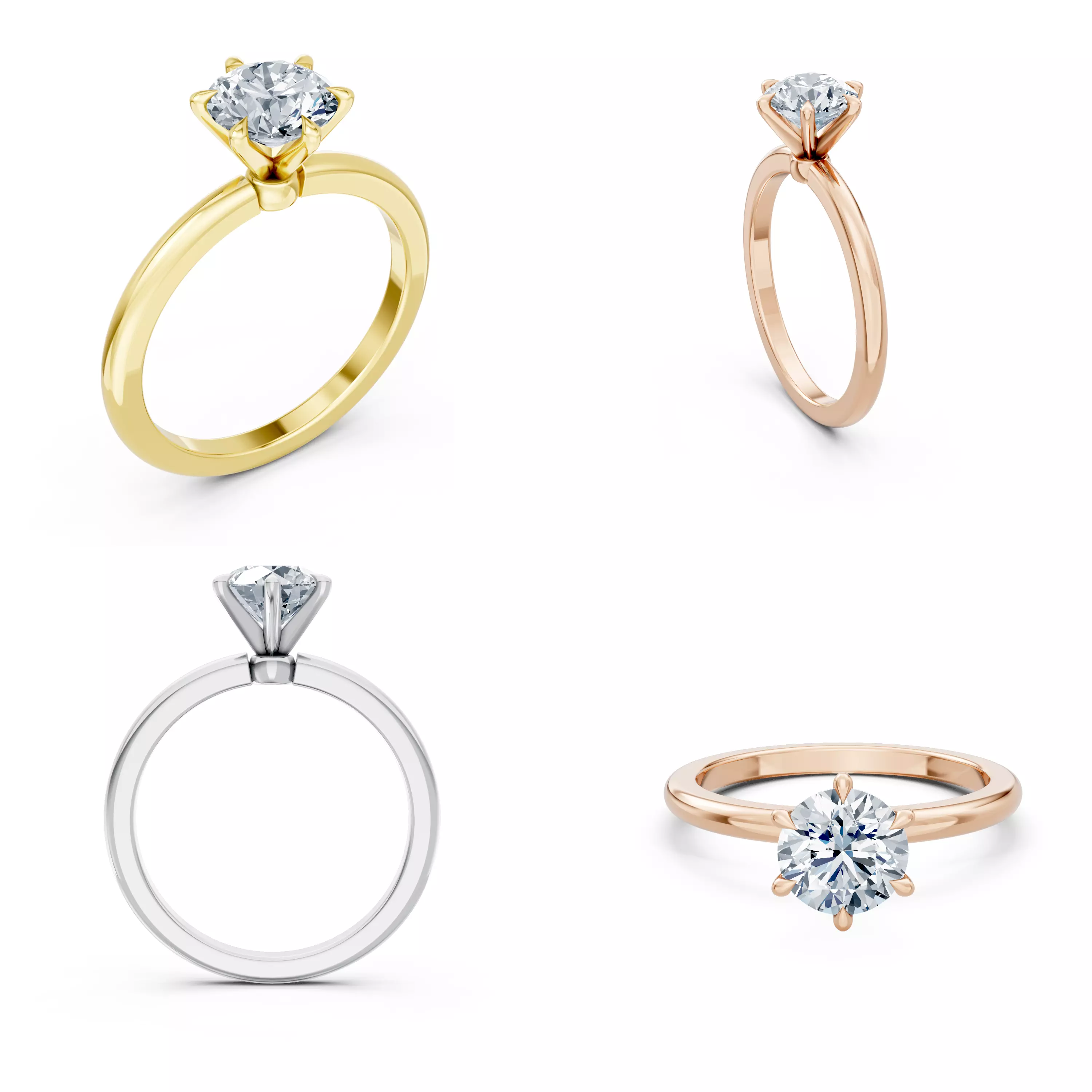 Classic Six Prong Solitaire Ring CAD Model STL 3DM 3D print model