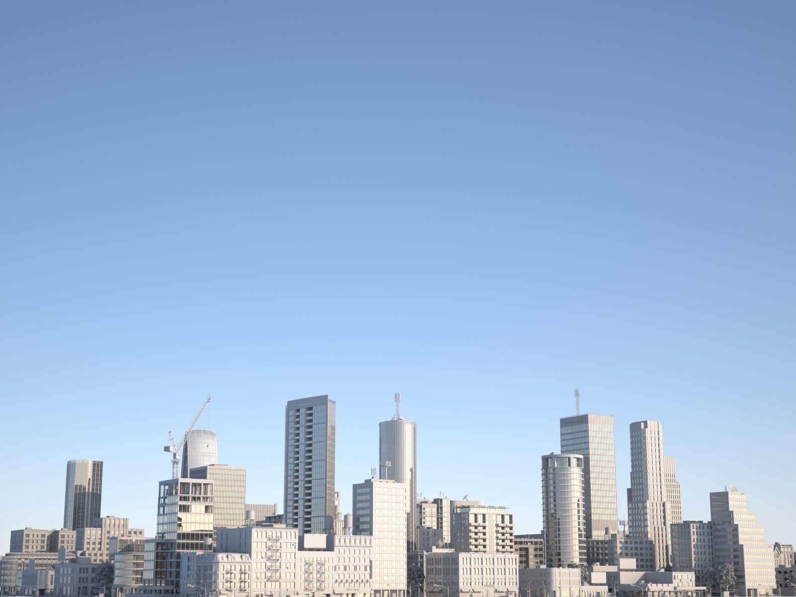 Downtown city in sky Low-poly 3D model_12
