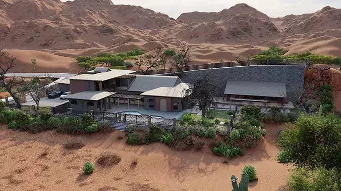 Beach Casa Scene-villa-modern house 3D model 3