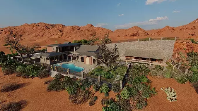 Beach Casa Scene-villa-modern house 3D model