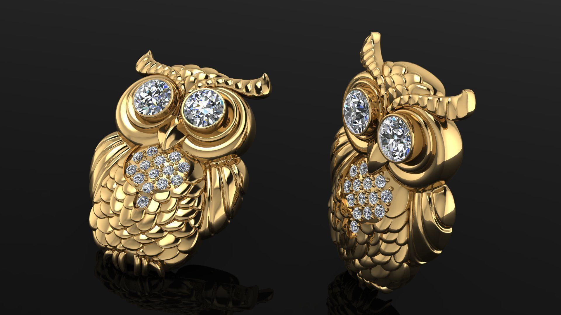 Gold owl 001 3D print model_1