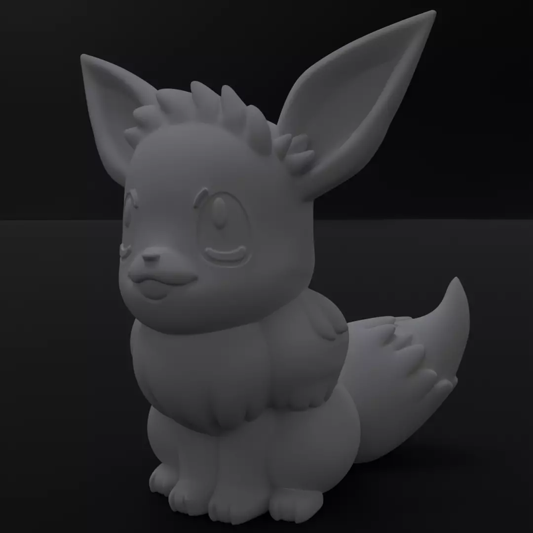 Stylized Fluffy Fox Figurine 3D Print Cute Forest Mammal Statue 3D print model